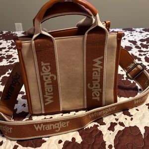 Wrangler Beige and Brown Canvas Tote